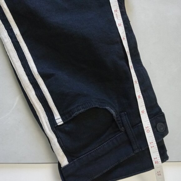 MOTHER Black Cropped Jeans with White Stripes - Picture 14 of 15